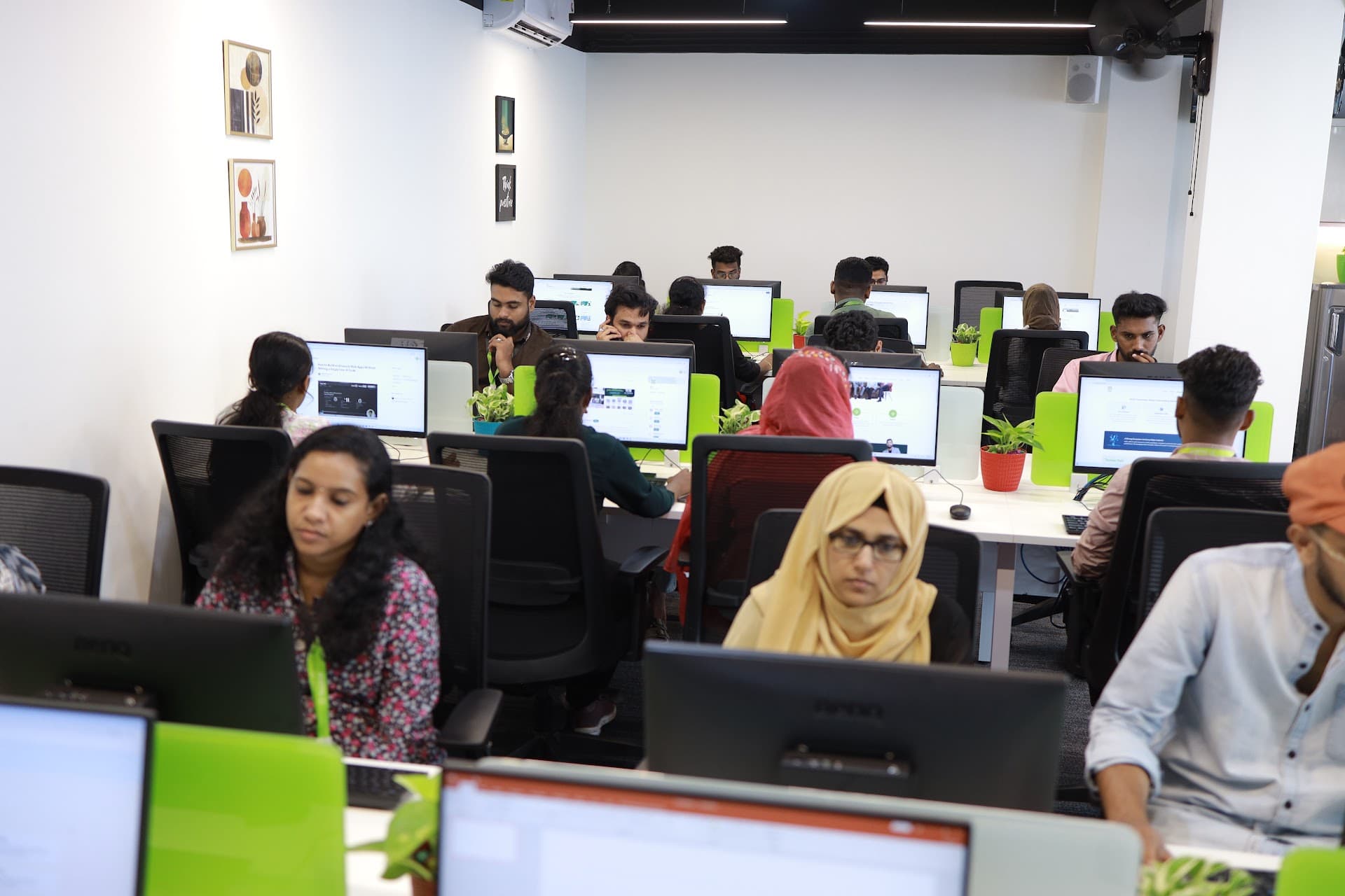 A team at work inside a centre